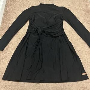 Lyra Swim Dress Size Small Naila Tie Front Modest Long Sleeve Black